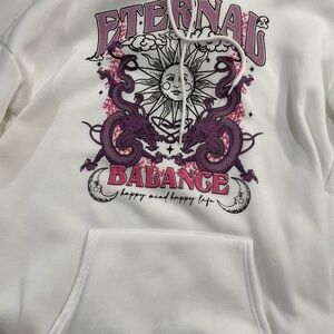 White Hoodie with Purple Dragon Graphic